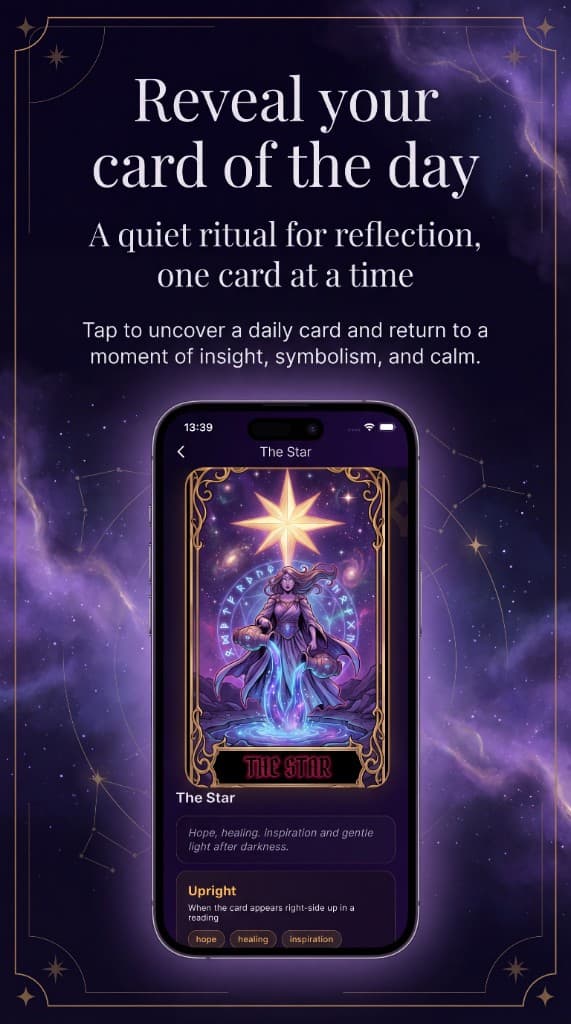 Mystic — card of the day with illustrated tarot card and short meaning